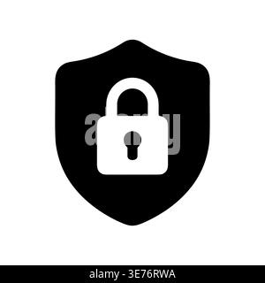 Shield with Padlock Icon Symbolizing Security and Protection Simple Design Stock Vector