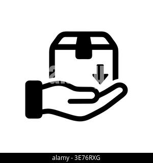 Hand holding a delivery box icon glyph style vector Stock Vector