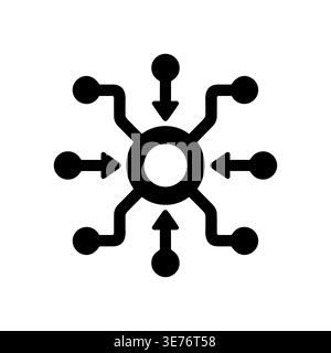 Centralized Network Connection Icon Illustration in Minimalist Style Stock Vector
