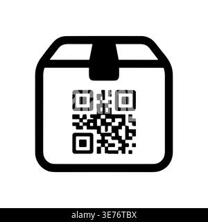 Box with QR code icon vector illustration in black color Stock Vector