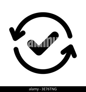 Checkmark icon with refresh arrows circle, symbol of approval Stock Vector