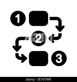 Process diagram infographic shows three steps with rounded black arrows Stock Vector
