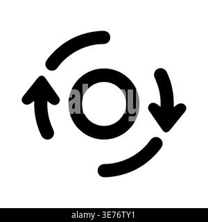 Rotating arrows around circle in a loop, black vector Stock Vector