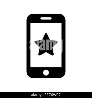 Smartphone with Star Icon Symbol in Glyph Style Vector Stock Vector
