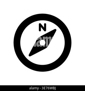 Simple black compass icon pointing north in vector format Stock Vector