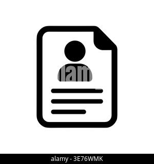 Resume or Profile Icon in Black and White Simple Style Stock Vector