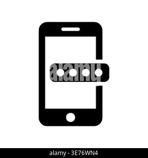 Smartphone with Security Code Glyph Icon for Mobile Protection Stock Vector