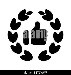 Thumb up icon inside laurel wreath, isolated vector illustration Stock Vector