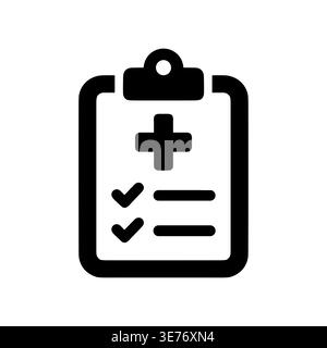 Medical Record Icon with Clipboard and Check Marks Black Silhouette Stock Vector