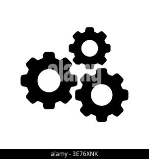 Black Gear Icon Symbolizing Engineering, Mechanics, and Problem Solving Stock Vector