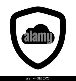 Cloud storage security shield icon for data protection concept Stock Vector