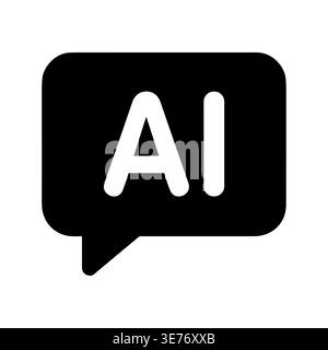 AI in Speech Bubble Icon, Artificial Intelligence Concept Illustration Stock Vector