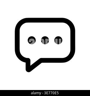 Minimalist Chat Bubble Icon with Three Dots in Black Outline Stock Vector