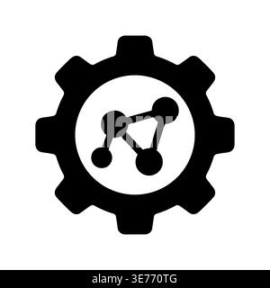 Black gear with molecule inside, vector icon, simple design Stock Vector