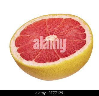 Sliced half of grapefruit isolated on the white background with clipping path Stock Photo