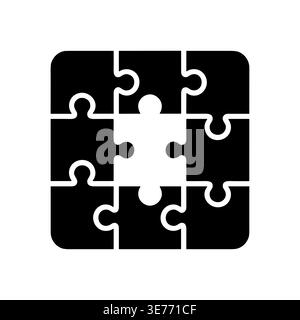 Black and white jigsaw puzzle missing one piece vector illustration Stock Vector