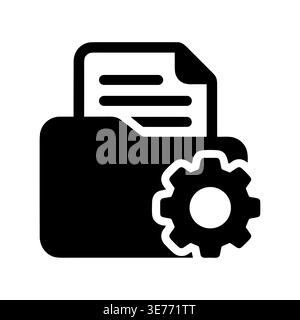Folder settings icon symbol illustration in glyph black style Stock Vector