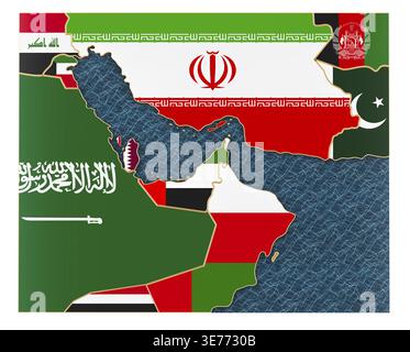 Strait of Hormuz. Map of the Middle East, Persian Gulf and Indian Ocean ...