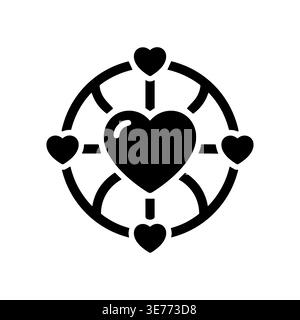 Heart symbol vector icon, connected in circle shape, glyph design Stock Vector