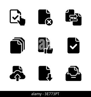 Black glyph document icons set vector illustration for designs Stock Vector