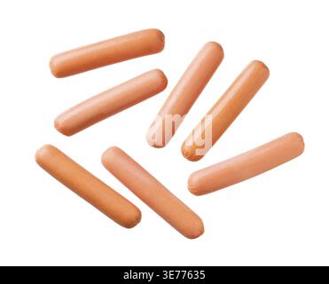 Boiled sausage, isolated on white background. Whole boiled sausage isolated Stock Photo