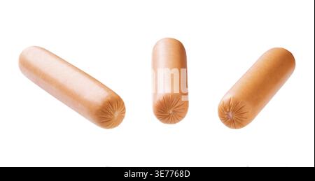 Boiled sausage, isolated on white background. Whole boiled sausage isolated Stock Photo