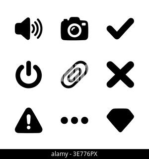 Set of black vector icons for web and application design Stock Vector