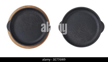 Empty skillet cast iron pan isolated on white background Stock Photo