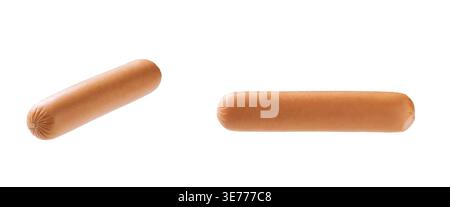 Boiled sausage, isolated on white background. Whole boiled sausage isolated Stock Photo