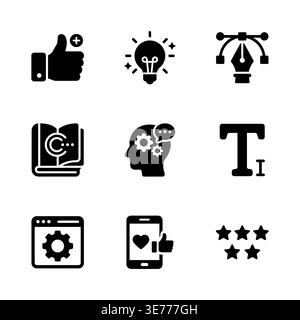 Set of creative process and design glyph vector icons Stock Vector