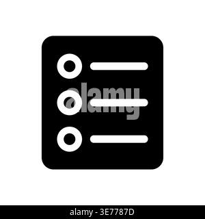Checklist black glyph icon, list with bullet points symbol Stock Vector