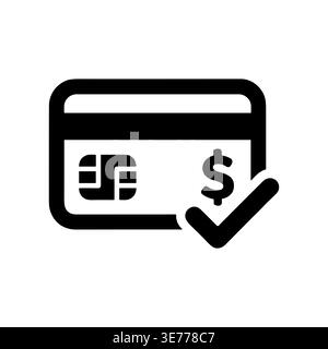 Credit card payment successful transaction black vector icon illustration Stock Vector