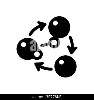 Circular Process Diagram with Arrows and Connected Nodes Black Icon Stock Vector