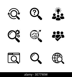 Magnifying glass icons set collection in glyph style vector Stock Vector