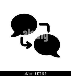Simple black conversation icon with arrow indicating message transfer Stock Vector