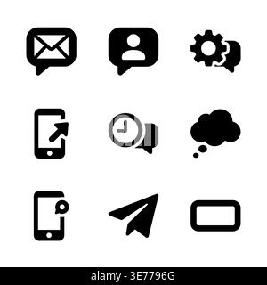 Communication Icons Set: Email, Message, Call, Cloud, and Paperplane Stock Vector