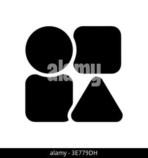 Simple geometric shapes logo design: circle, square, rounded square, triangle Stock Vector