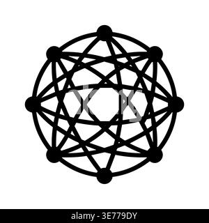 Abstract geometric network with interconnected nodes, vector illustration, black lines Stock Vector