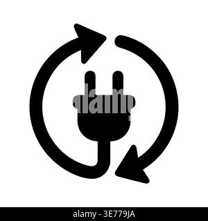 Renewable energy icon with plug and circular arrows, vector illustration Stock Vector