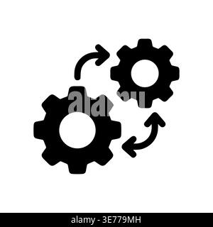 Connected gears with arrows, concept of business process and teamwork Stock Vector