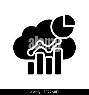 Cloud data analytics and business intelligence solid vector icon Stock Vector