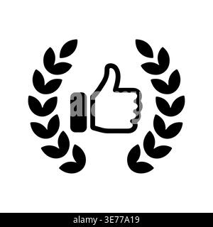 Thumb up with wreath illustration icon design in black Stock Vector
