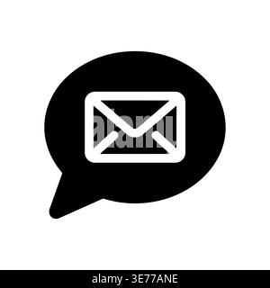 Black speech bubble with email icon, simple vector design Stock Vector