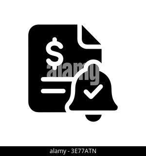 Bill payment reminder notification solid icon vector illustration design Stock Vector