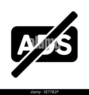 No Ads Icon Black Silhouette, Advertising Block Symbol, sign Stock Vector