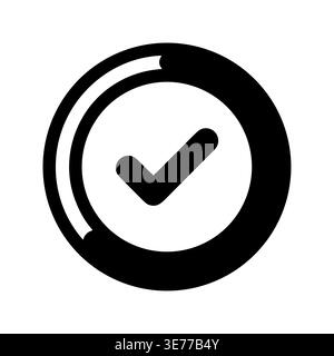 Black check mark icon inside circular shape vector illustration Stock Vector