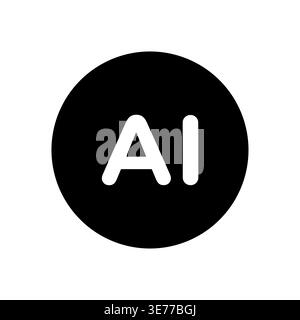 Black and white AI symbol in rounded button design Stock Vector