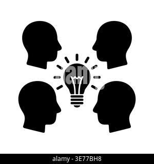 Brainstorming session with lightbulb symbol, collaboration, and creative thinking Stock Vector