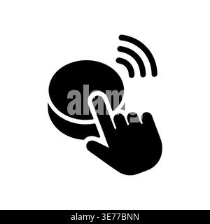 Hand pressing a button or ringing a doorbell icon glyph Stock Vector
