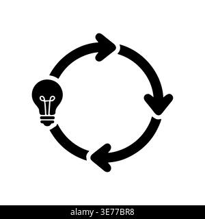 Idea generation cycle icon with light bulb and arrows Stock Vector